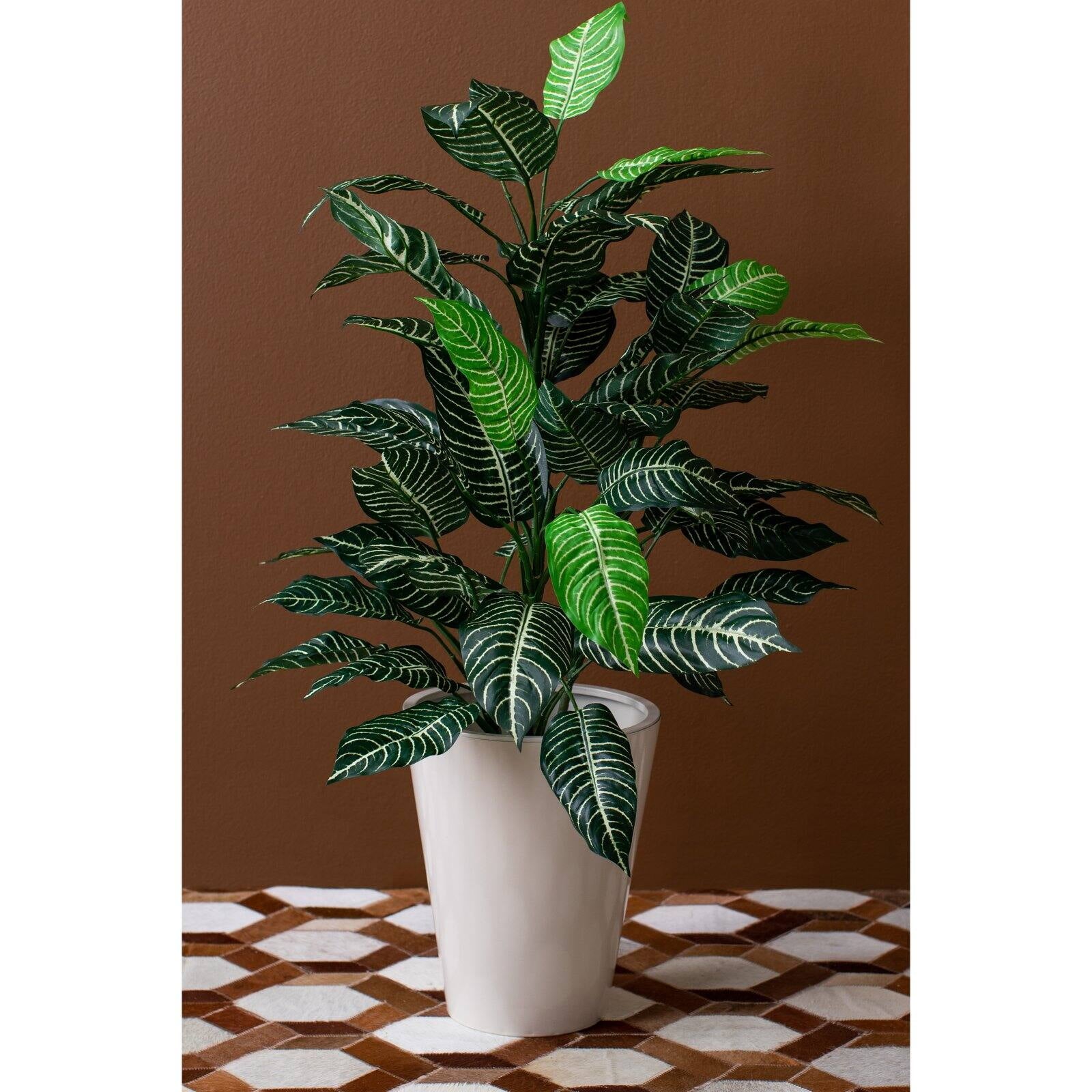 Nearly Natural 3ft. Zebra Artificial Plant in Pot