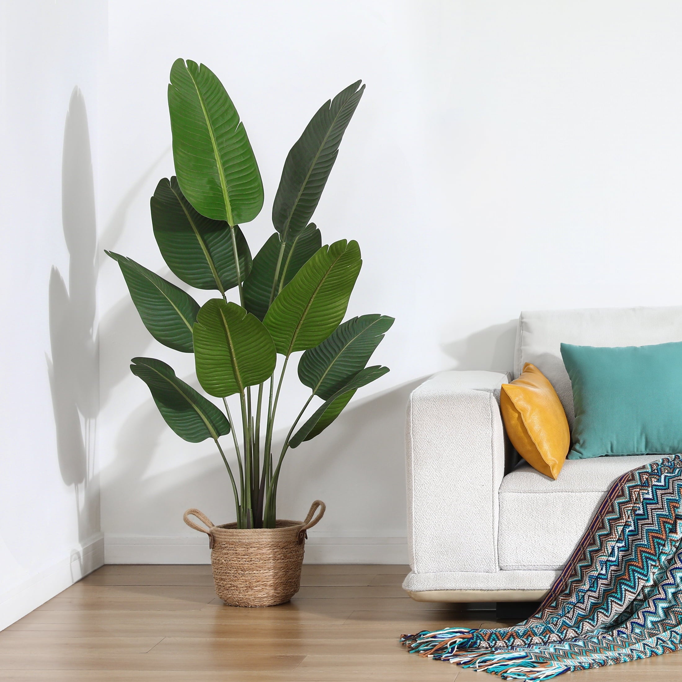 5 Feet Artificial Bird of Paradise Plant Fake Tropical Palm Tree for Indoor Outdoor, Perfect Faux Plants for Home Garden Office Store Decoration