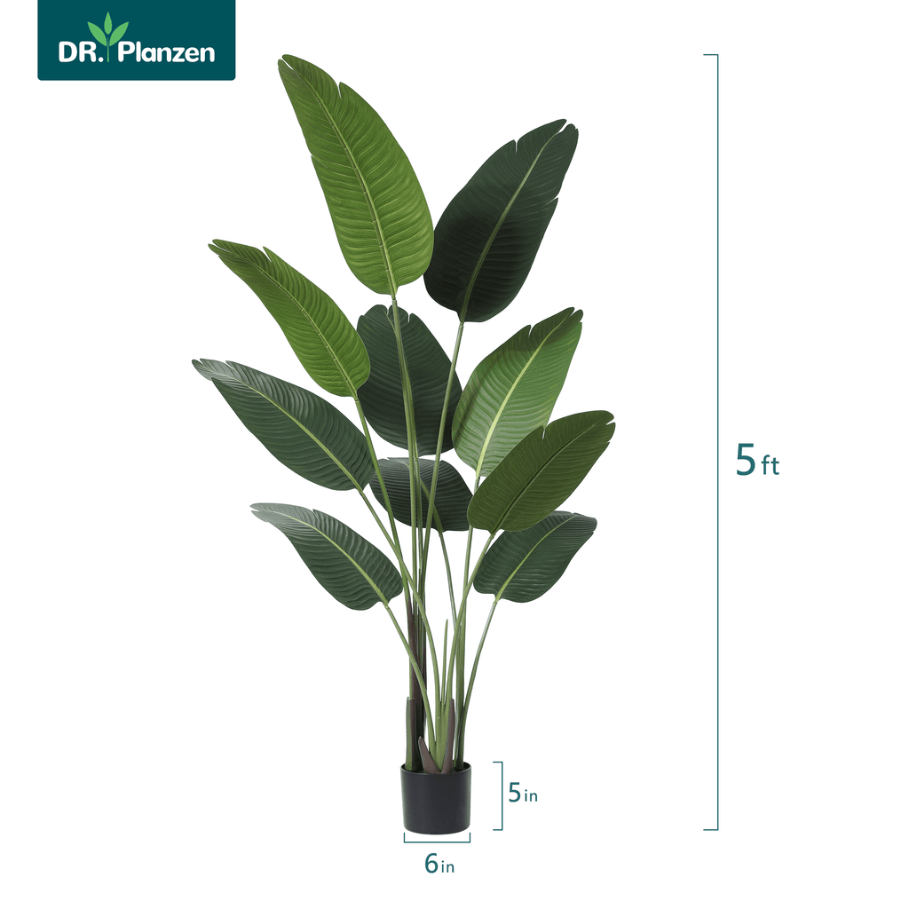 5 Feet Artificial Bird of Paradise Plant Fake Tropical Palm Tree for Indoor Outdoor, Perfect Faux Plants for Home Garden Office Store Decoration