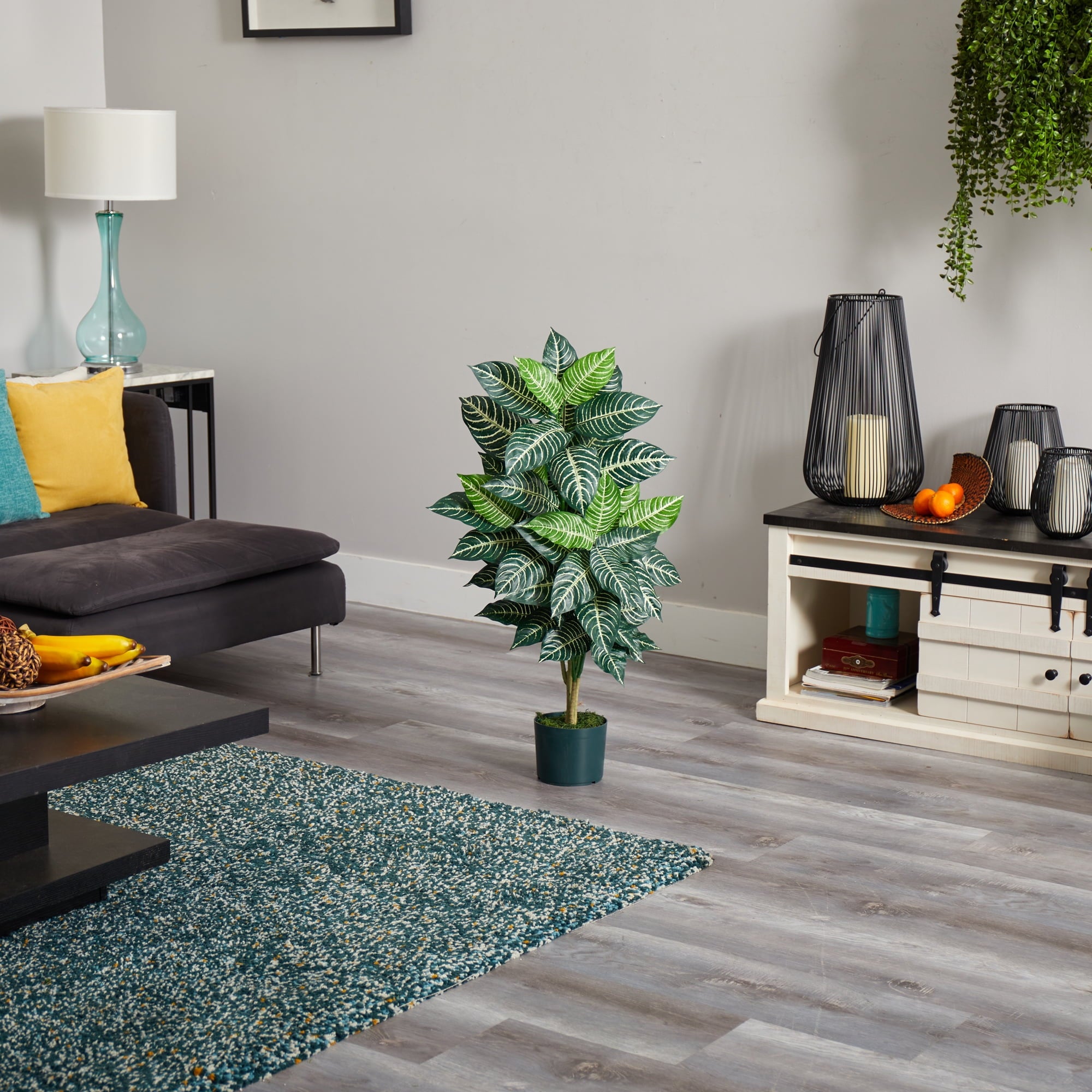 Nearly Natural 3ft. Zebra Artificial Plant in Pot