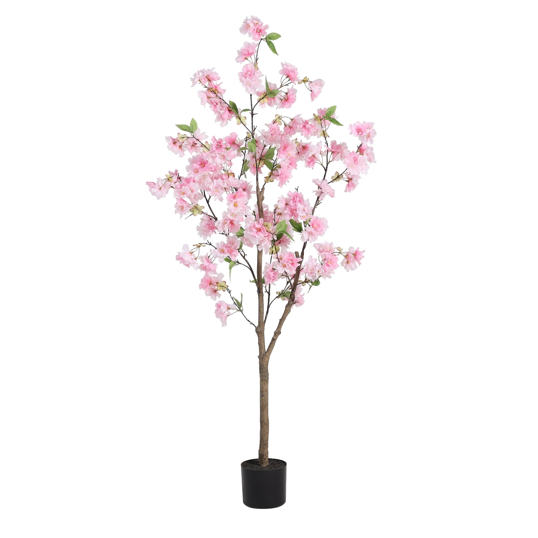 HiPlants 5ft Artificial Pink Cherry Blossom Tree in Black Pot, Faux Wishing Tree Indoor for Garden Office Party Wedding Hotel, Fake Plants for Office Home Decor