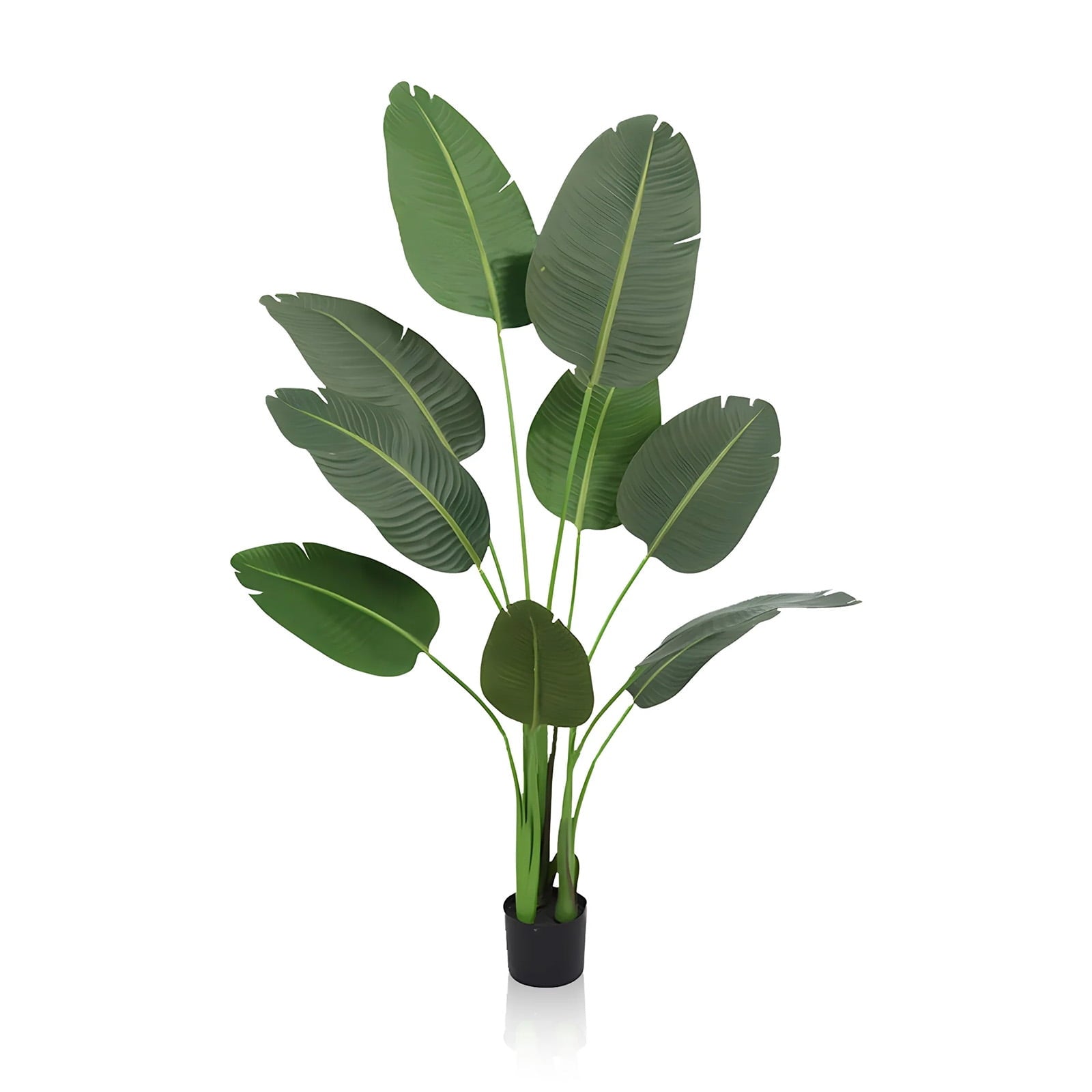 SUSUZI 4ft Artificial Bird of Paradise Plant – Fake Tropical Palm Tree, Faux Strelitzia for Indoor Outdoor Home Office Decor (Stable Black Pot, Low Maintenance)