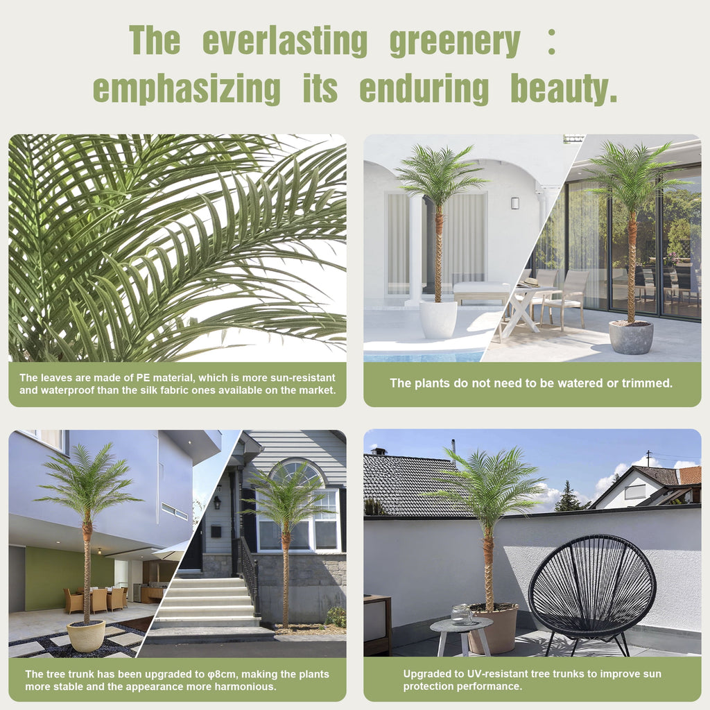 OLIVIVI Faux Palm Tree 7FT Tall Artificial Silk Plant for Home Office Decor Indoor Outdoor Fake Lifelike Potted Tree with Wood Branches 1 pack